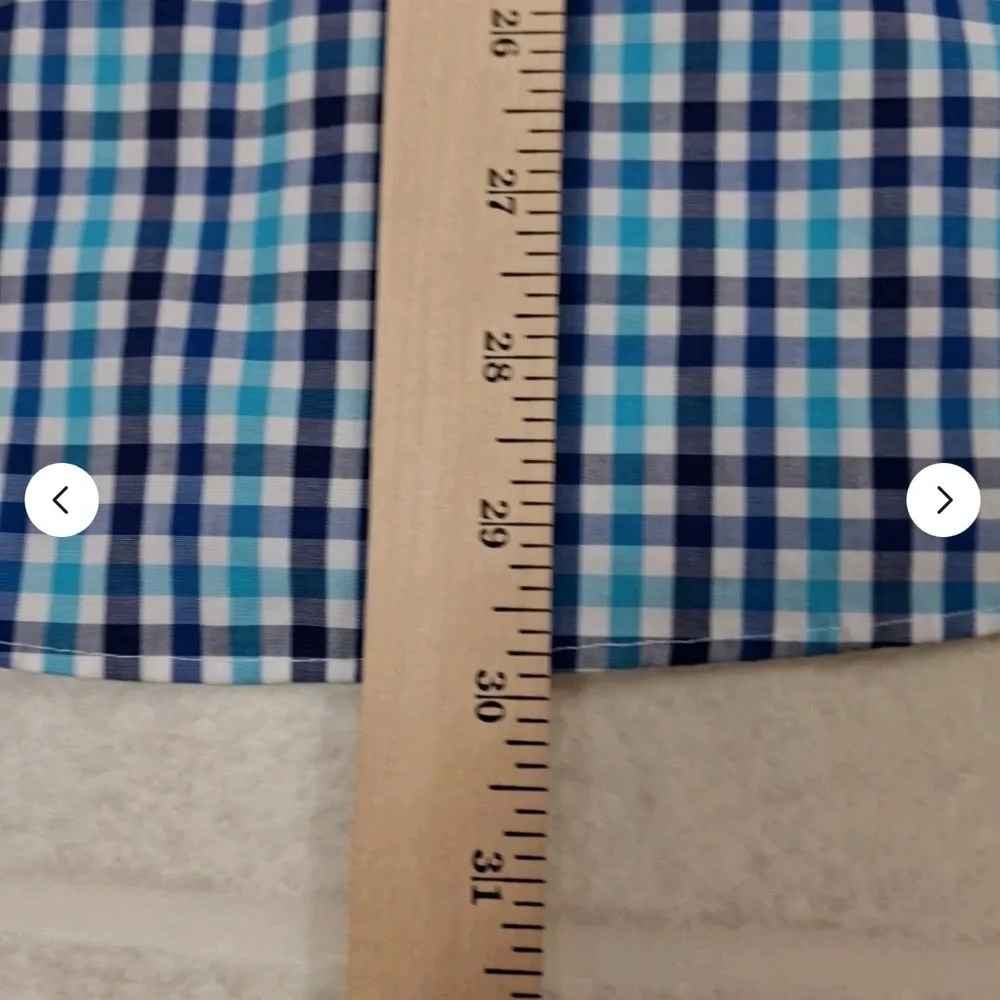 Banana Republic Shirt Mens M Blue Check Long Sleeve Slim Fit Non-Iron